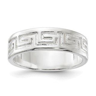 Sterling Silver Polished Greek Key Design Ring