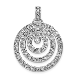 Sterling Silver Rhod-plated CZ Circles Pendant