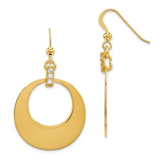 Sterling Silver Gold Plate Circle Earrings w/CZ
