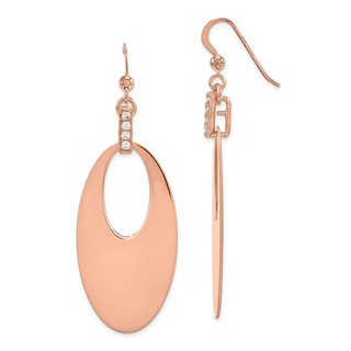 Sterling Silver Rose Gold Plate Earrings w/CZ