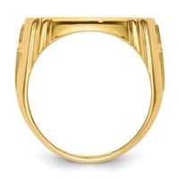 Wideband Distinguished Coin Jewelry 14K Yellow Gold Men's Polished and Diamond-cut Ring with Cross Sides 16.5mm Coin Bezel view 2