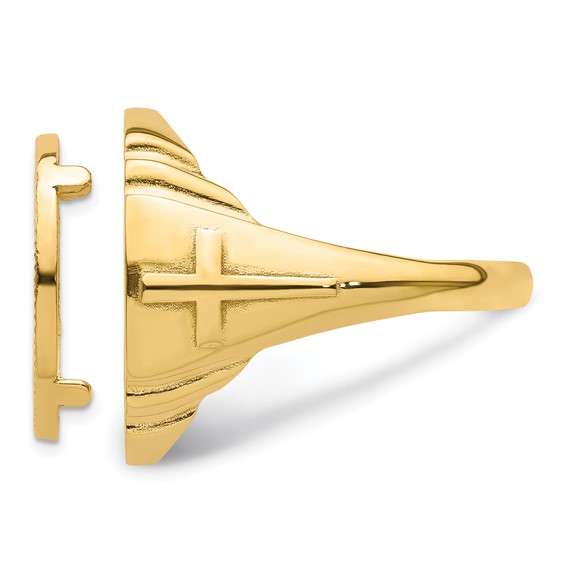 Wideband Distinguished Coin Jewelry 14k Men's Polished and Diamond-cut with Cross Sides 16.5mm Coin Bezel Ring