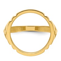 Wideband Distinguished Coin Jewelry 14K Yellow Gold Men's Polished and Diamond-cut Ring with Cross Sides 16.5mm Coin Bezel view 4