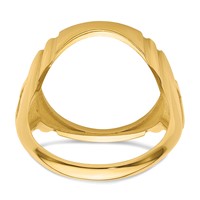 Wideband Distinguished Coin Jewelry 14K Yellow Gold Men's Polished and Diamond-cut Ring with Cross Sides 16.5mm Coin Bezel view 5