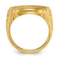 Wideband Distinguished Coin Jewelry 14K Yellow Gold Men's Polished Ring with Cross Sides 16.5mm Coin Bezel view 2