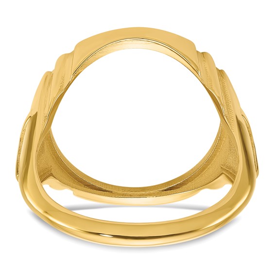 Wideband Distinguished Coin Jewelry 14k Men's Polished with Cross Sides 16.5mm Coin Bezel Ring