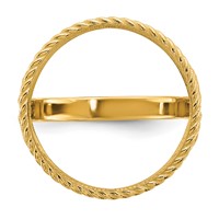Wideband Distinguished Coin Jewelry 14K Yellow Gold Ladies' Polished Diamond-cut and Twisted Wire Scroll Design 16.5mm Coin Bezel Ring view 4