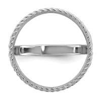 Wideband Distinguished Coin Jewelry 14K White Gold Ladies' Polished Diamond-cut and Twisted Wire Scroll Design 16.5mm Coin Bezel Ring view 5