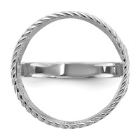 Wideband Distinguished Coin Jewelry 14K White Gold Ladies' Polished and Twisted Wire Scroll Design 16.5mm Coin Bezel Ring view 5