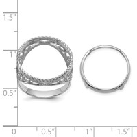 Wideband Distinguished Coin Jewelry 14K White Gold Ladies' Polished and Twisted Wire Scroll Design 16.5mm Coin Bezel Ring view 3