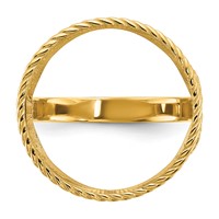 Wideband Distinguished Coin Jewelry 14K Yellow Gold Ladies' Polished and Twisted Wire Scroll Design 16.5mm Coin Bezel Ring view 5