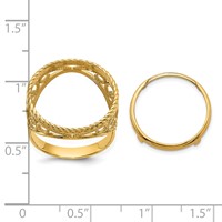 Wideband Distinguished Coin Jewelry 14K Yellow Gold Ladies' Polished and Twisted Wire Scroll Design 16.5mm Coin Bezel Ring view 3
