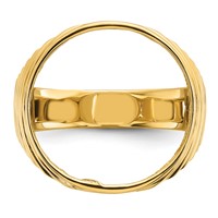 Wideband Distinguished Coin Jewelry 14K Yellow Gold Men's Polished Ribbed Edge 16.5mm Coin Bezel Ring view 5