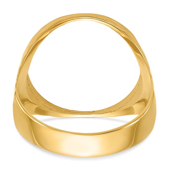 Wideband Distinguished Coin Jewelry 10k Men's Polished Ribbed Edge 16.5mm Coin Bezel Ring