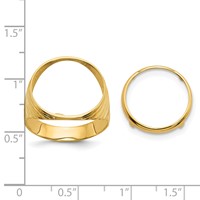 Wideband Distinguished Coin Jewelry 14K Yellow Gold Men's Polished Ribbed Edge 16.5mm Coin Bezel Ring view 3