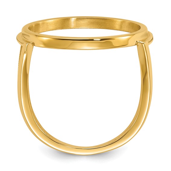 Wideband Distinguished Coin Jewelry 14k Ladies' Polished and Diamond-cut 16.5mm Coin Bezel Ring