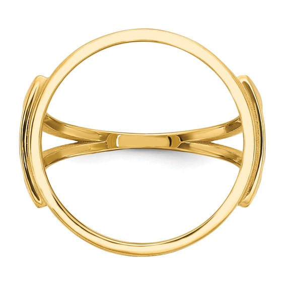 Wideband Distinguished Coin Jewelry 14k Ladies' Polished and Diamond-cut 16.5mm Coin Bezel Ring