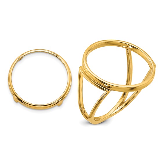 Wideband Distinguished Coin Jewelry 14k Ladies' Polished 16.5mm Coin Bezel Ring