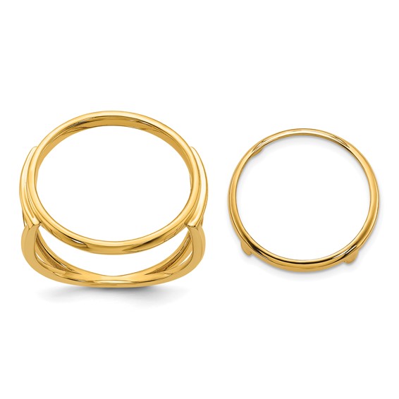 Wideband Distinguished Coin Jewelry 10k Ladies' Polished 16.5mm Coin Bezel Ring