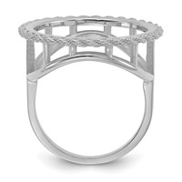 Wideband Distinguished Coin Jewelry 14K White Gold Ladies' Polished Textured and Diamond-cut Rope Edge 16.5mm Coin Bezel Ring view 2
