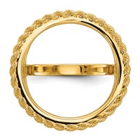 Wideband Distinguished Coin Jewelry 14K Yellow Gold Ladies' Polished and Textured Rope Edge 16.5mm Coin Bezel Ring view 4