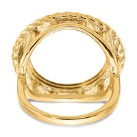 Wideband Distinguished Coin Jewelry 14K Yellow Gold Ladies' Polished and Textured Rope Edge 16.5mm Coin Bezel Ring view 5