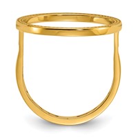 Wideband Distinguished Coin Jewelry 14K Yellow Gold Ladies' Polished Filigree Sides and Beaded Top 16.5mm Coin Bezel Ring view 3
