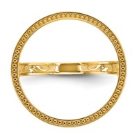 Wideband Distinguished Coin Jewelry 14K Yellow Gold Ladies' Polished Filigree Sides and Beaded Top 16.5mm Coin Bezel Ring view 4