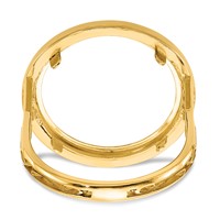 Wideband Distinguished Coin Jewelry 14K Yellow Gold Ladies' Polished Filigree Sides and Beaded Top 16.5mm Coin Bezel Ring view 5