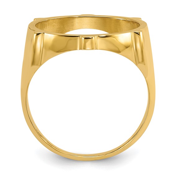 Wideband Distinguished Coin Jewelry 14k Men's Polished and Diamond-cut Fluted 16.5mm Coin Bezel Ring