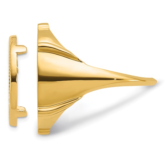 Wideband Distinguished Coin Jewelry 14k Men's Polished and Diamond-cut Fluted 16.5mm Coin Bezel Ring