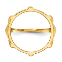 Wideband Distinguished Coin Jewelry 14K Yellow Gold Men's Polished and Diamond-cut Fluted 16.5mm Coin Bezel Ring view 4