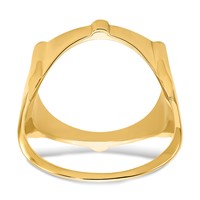 Wideband Distinguished Coin Jewelry 14K Yellow Gold Men's Polished and Diamond-cut Fluted 16.5mm Coin Bezel Ring view 5