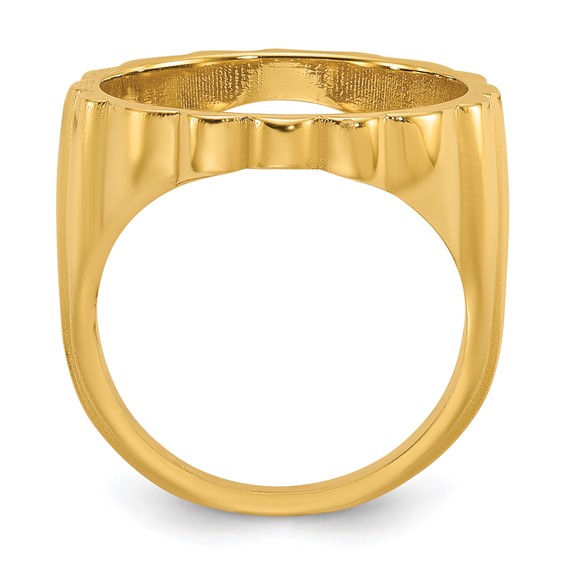 Wideband Distinguished Coin Jewelry 14k Ladies' Polished and Diamond-cut Fluted 16.5mm Coin Bezel Ring