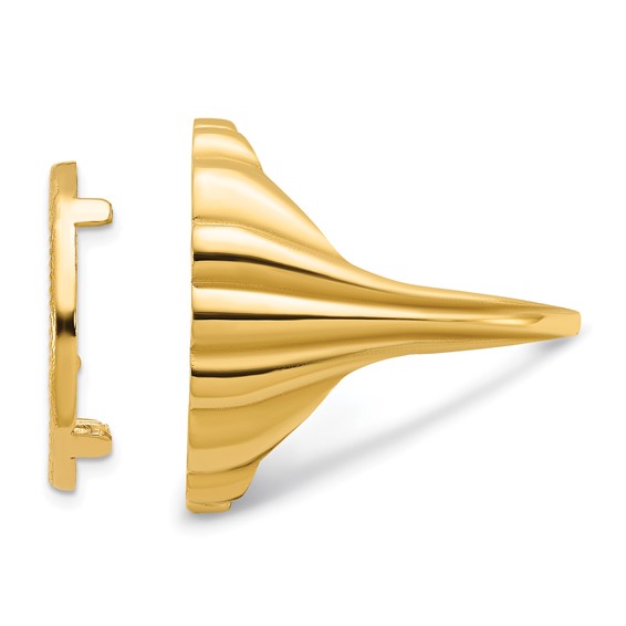 Wideband Distinguished Coin Jewelry 14k Ladies' Polished and Diamond-cut Fluted 16.5mm Coin Bezel Ring