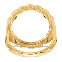Wideband Distinguished Coin Jewelry 14K Yellow Gold Ladies' Polished and Diamond-cut Fluted 16.5mm Coin Bezel Ring view 5