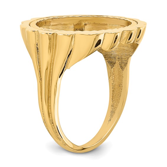 Wideband Distinguished Coin Jewelry 14k Ladies' Polished and Diamond-cut Fluted 16.5mm Coin Bezel Ring