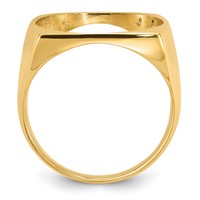 Wideband Distinguished Coin Jewelry 14K Yellow Gold Men's Polished and Diamond-cut Square Shaped 16.5mm Coin Bezel Ring view 2