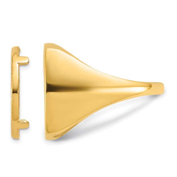 Wideband Distinguished Coin Jewelry 14k Men's Polished and Diamond-cut Square Shaped 16.5mm Coin Bezel Ring