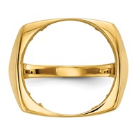 Wideband Distinguished Coin Jewelry 14K Yellow Gold Men's Polished and Diamond-cut Square Shaped 16.5mm Coin Bezel Ring view 4