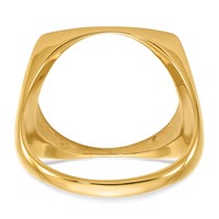 Wideband Distinguished Coin Jewelry 14K Yellow Gold Men's Polished and Diamond-cut Square Shaped 16.5mm Coin Bezel Ring view 5