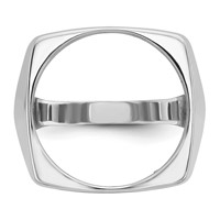 Wideband Distinguished Coin Jewelry 14K White Gold Men's Polished Square Shaped 16.5mm Coin Bezel Ring view 5