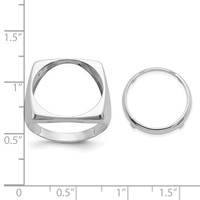 Wideband Distinguished Coin Jewelry 14K White Gold Men's Polished Square Shaped 16.5mm Coin Bezel Ring view 3