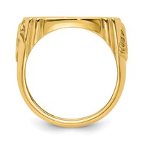 Wideband Distinguished Coin Jewelry 14K Yellow Gold Men's Polished and Diamond-cut Ring with Horse Sides 16.5mm Coin Bezel view 2
