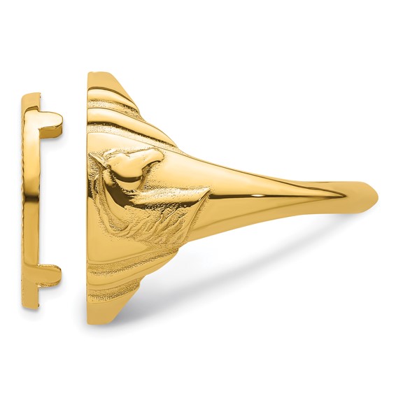 Wideband Distinguished Coin Jewelry 14k Men's Polished and Diamond-cut with Horse Sides 16.5mm Coin Bezel Ring