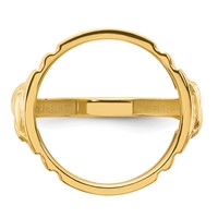 Wideband Distinguished Coin Jewelry 14K Yellow Gold Men's Polished and Diamond-cut Ring with Horse Sides 16.5mm Coin Bezel view 4