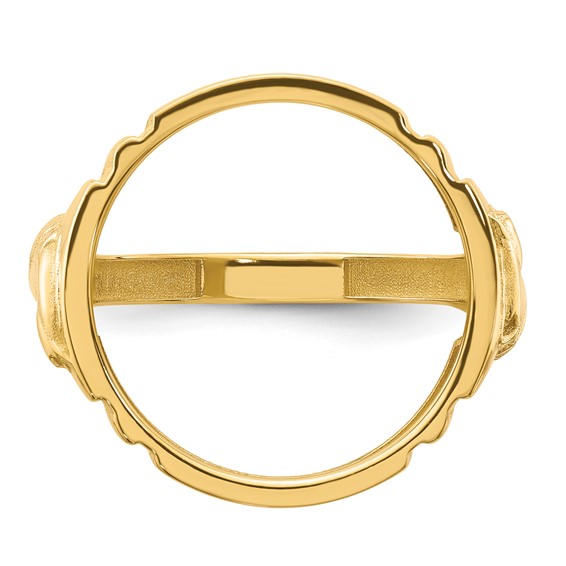 Wideband Distinguished Coin Jewelry 14k Men's Polished and Diamond-cut with Horse Sides 16.5mm Coin Bezel Ring