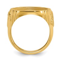 Wideband Distinguished Coin Jewelry 14K Yellow Gold Men's Polished Ring with Horse Sides 16.5mm Coin Bezel view 2