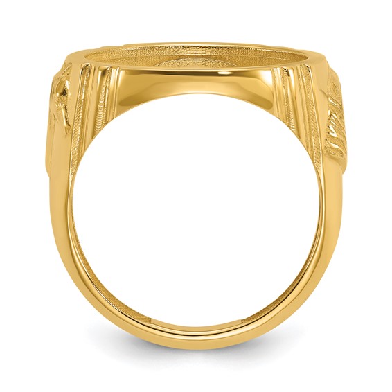 Wideband Distinguished Coin Jewelry 14k Men's Polished with Horse Sides 16.5mm Coin Bezel Ring