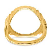 Wideband Distinguished Coin Jewelry 14K Yellow Gold Men's Polished Ring with Horse Sides 16.5mm Coin Bezel view 5